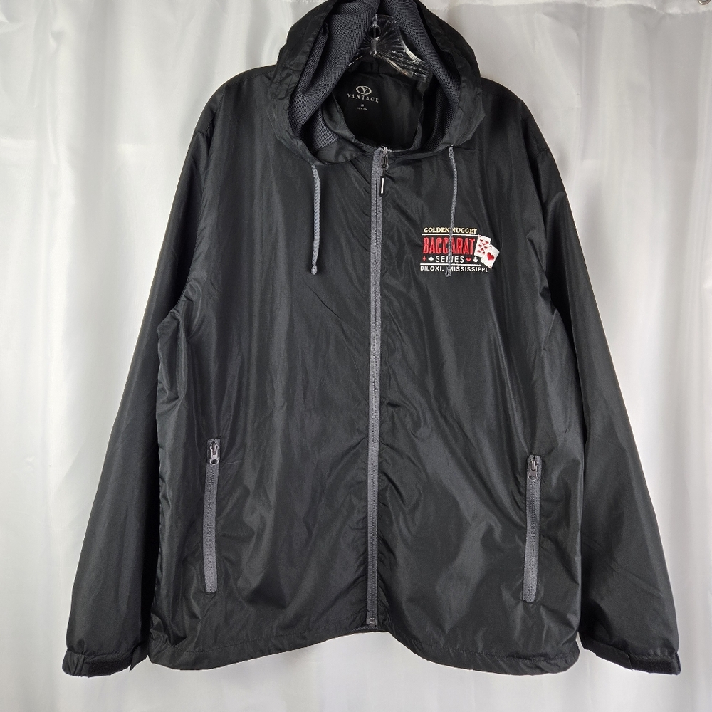 Vantage Golden Nugget Casino Dark Gray Club Windbreaker Jacket Biloxi Mens Large